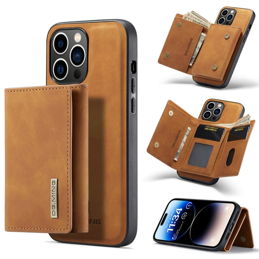 For iPhone 14 Pro DG.MING M1 Series 3-Fold Multi Card Wallet Leather Case(Brown) by DG.MING