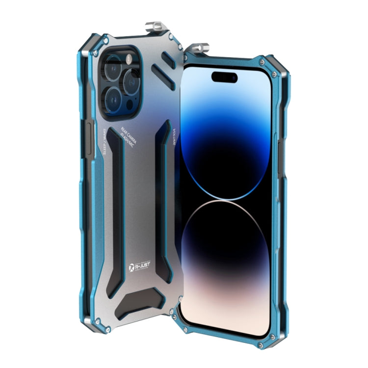For iPhone 14 Pro Max R-JUST RJ17 Shockproof Armor Metal Phone Case(Blue) by R-JUST