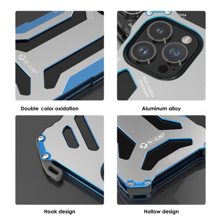For iPhone 14 Pro Max R-JUST RJ17 Shockproof Armor Metal Phone Case(Blue) by R-JUST