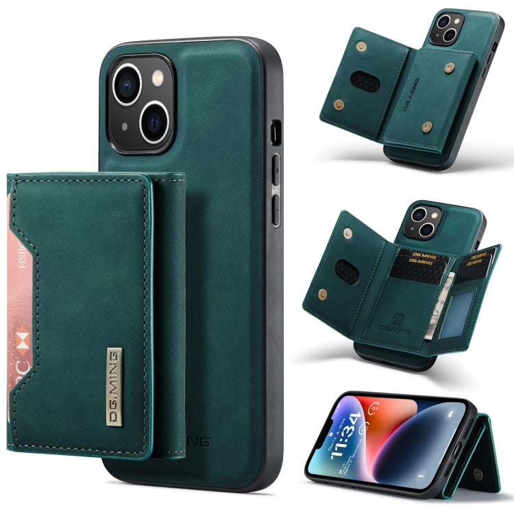 For iPhone 14 DG.MING M2 Series 3-Fold Card Bag Leather Case(Green) by DG.MING