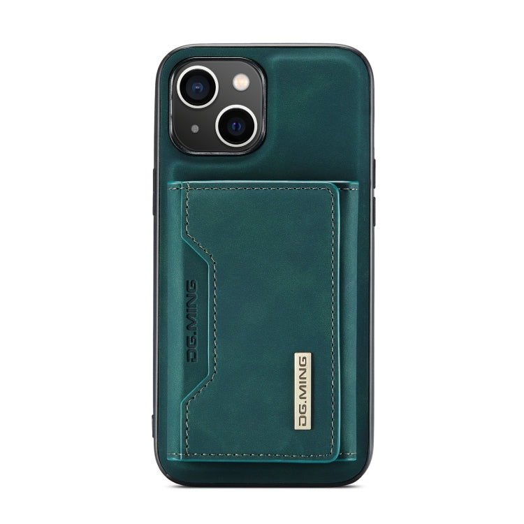 For iPhone 14 DG.MING M2 Series 3-Fold Card Bag Leather Case(Green) by DG.MING