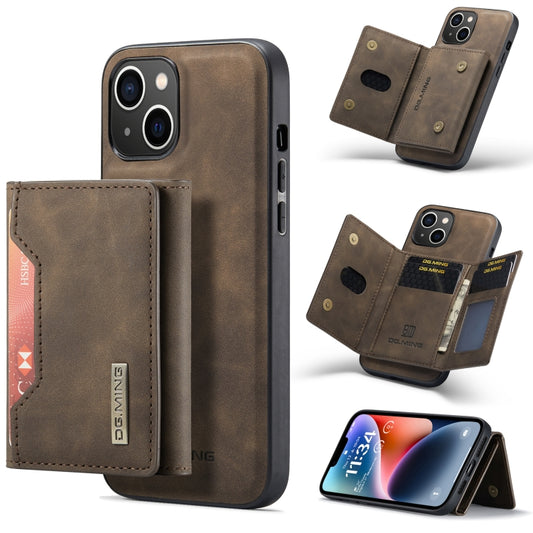 For iPhone 14 Plus DG.MING M2 Series 3-Fold Card Bag Leather Case(Coffee) by DG.MING
