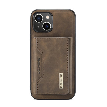 For iPhone 14 Plus DG.MING M2 Series 3-Fold Card Bag Leather Case(Coffee) - iPhone 14 Plus Cases by DG.MING | Online Shopping UK | buy2fix