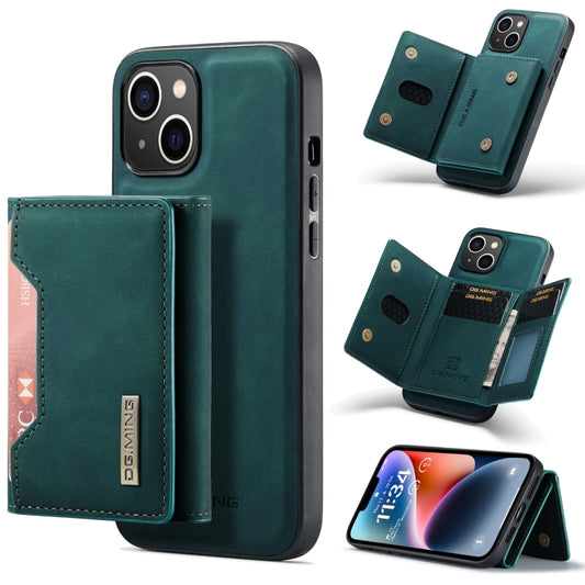 For iPhone 14 Plus DG.MING M2 Series 3-Fold Card Bag Leather Case(Green) by DG.MING