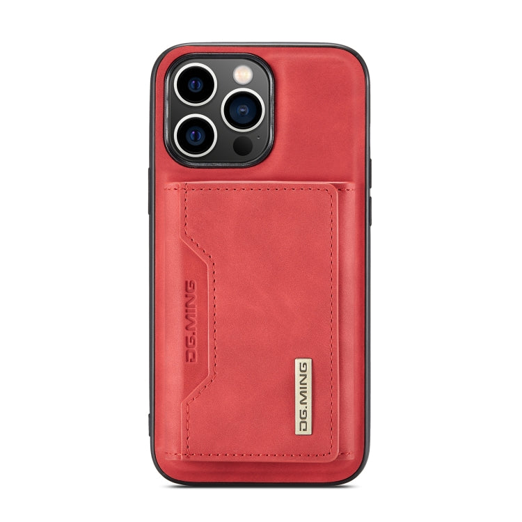 For iPhone 14 Pro DG.MING M2 Series 3-Fold Card Bag Leather Case(Red) by DG.MING