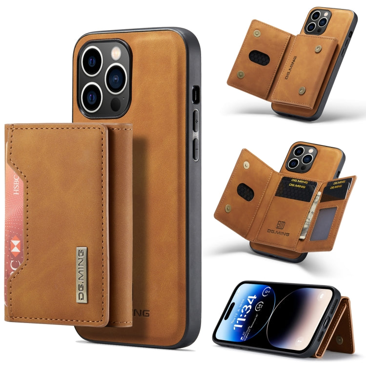 For iPhone 14 Pro Max DG.MING M2 Series 3-Fold Card Bag Leather Case(Brown) by DG.MING