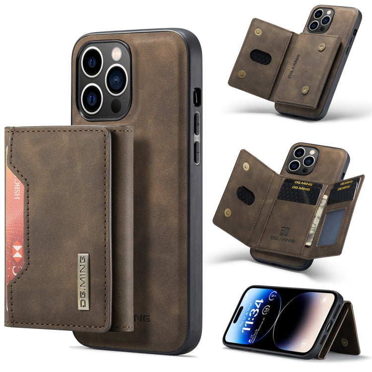 For iPhone 14 Pro Max DG.MING M2 Series 3-Fold Card Bag Leather Case(Coffee) by DG.MING
