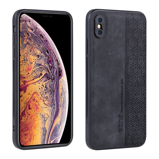 For iPhone X / XS AZNS 3D Embossed Skin Feel Phone Case(Black)