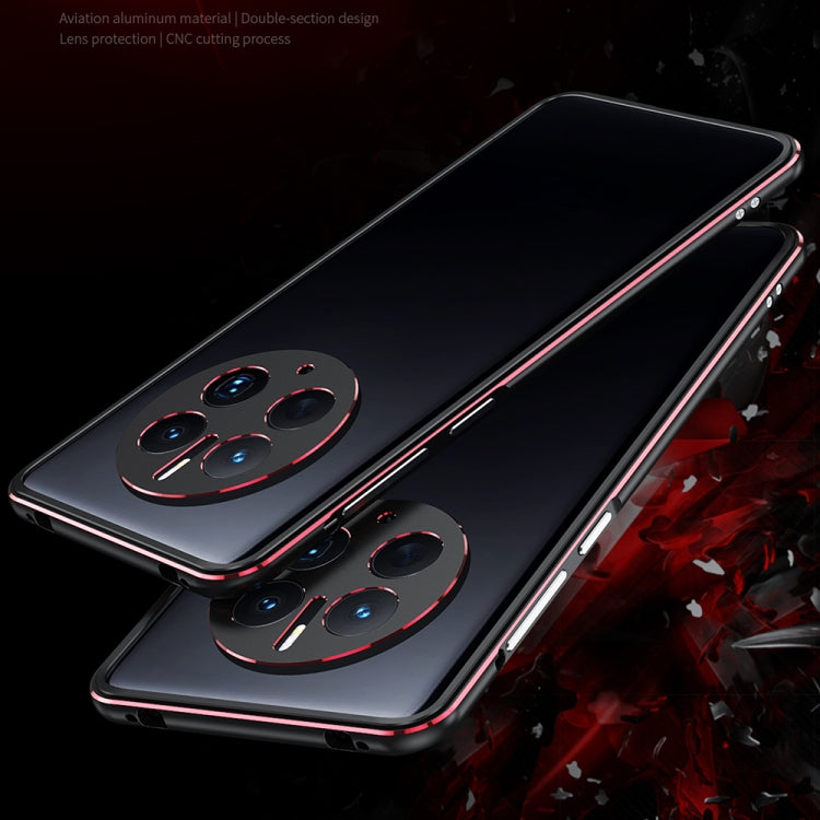 For Huawei Mate 50 Pro LK Aurora Metal Phone Frame with Lens Cover(Black Red) - Huawei Cases by buy2fix | Online Shopping UK | buy2fix