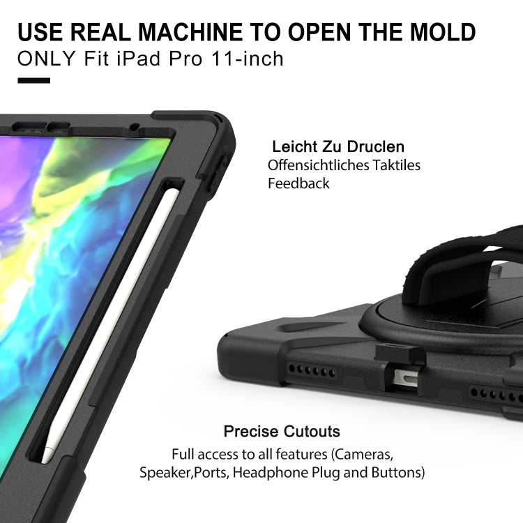 For iPad Pro 12.9 2020 / 2018 360 Degree Rotation Silicone Protective Cover with Holder & Hand Strap & Long Strap & Pencil Slot(Black) - iPad Pro 12.9 (2020) Cases by buy2fix | Online Shopping UK | buy2fix