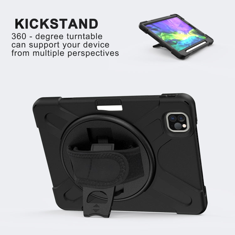 For iPad Pro 12.9 2020 / 2018 360 Degree Rotation Silicone Protective Cover with Holder & Hand Strap & Long Strap & Pencil Slot(Black) - iPad Pro 12.9 (2020) Cases by buy2fix | Online Shopping UK | buy2fix