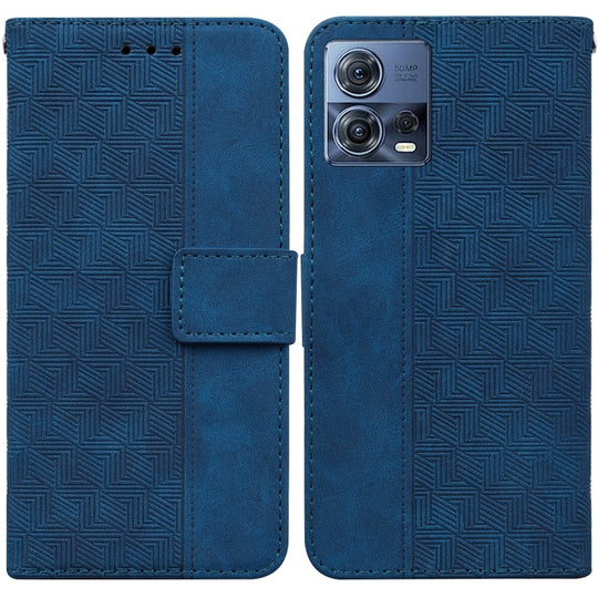 For Motorola Moto S30 Pro 5G / Edge 30 Fusion Geometric Embossed Flip Leather Phone Case(Blue)