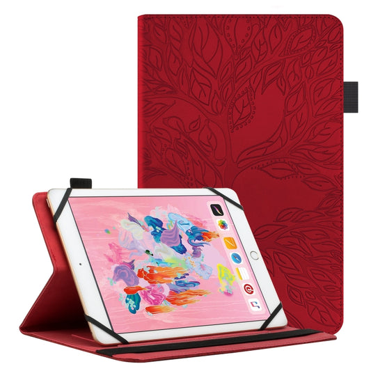 For 8 inch Life Tree Pattern Flip Universal Leather Tablet Case(Red) - 8 inch by buy2fix | Online Shopping UK | buy2fix