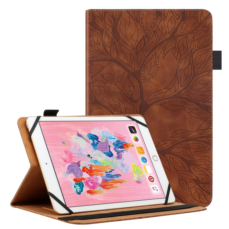 For 8 inch Life Tree Pattern Flip Universal Leather Tablet Case(Brown) - 8 inch by buy2fix | Online Shopping UK | buy2fix