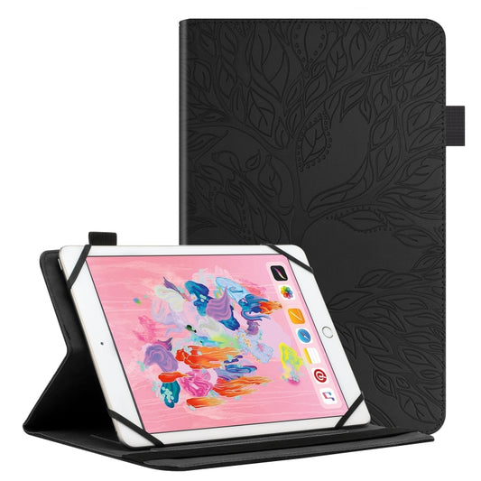 For 10 inch Life Tree Pattern Flip Universal Leather Tablet Case(Black) - 10 - 11 inch by buy2fix | Online Shopping UK | buy2fix