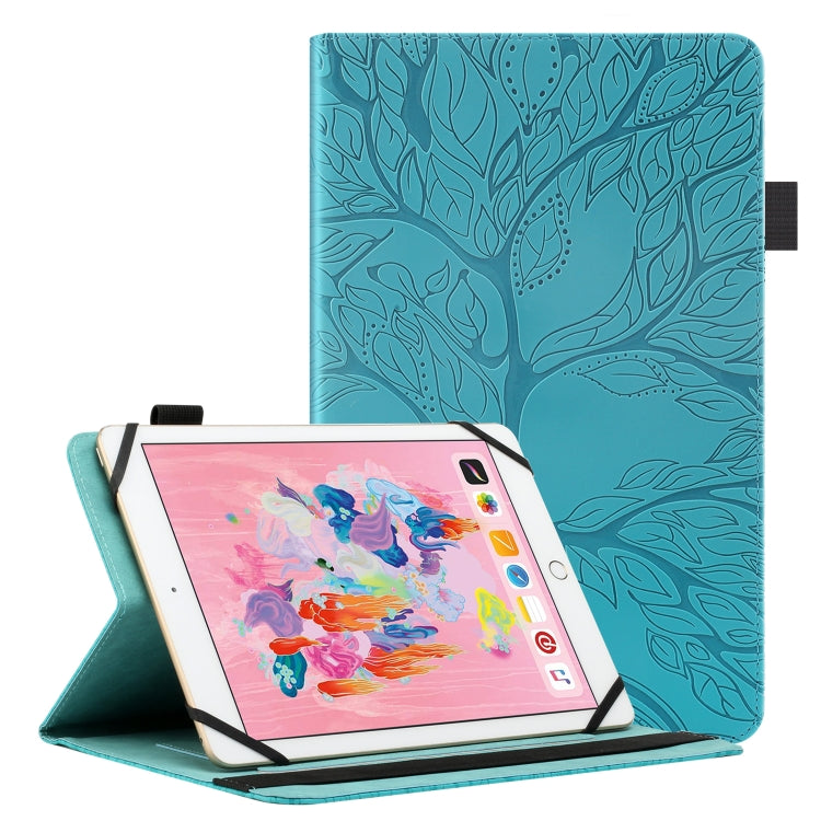 For 10 inch Life Tree Pattern Flip Universal Leather Tablet Case(Blue) - 10 - 11 inch by buy2fix | Online Shopping UK | buy2fix