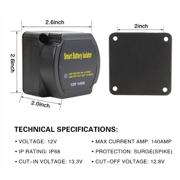 12V 140A Car Yacht RV Smart Dual Battery Isolation Controller with Relay by buy2fix