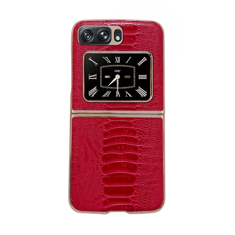 For Motorola Moto Razr 2022 Genuine Leather Weilai Series Nano Plating Phone Case(Red) by buy2fix