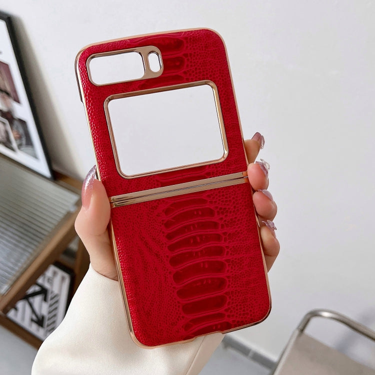 For Motorola Moto Razr 2022 Genuine Leather Weilai Series Nano Plating Phone Case(Red) by buy2fix