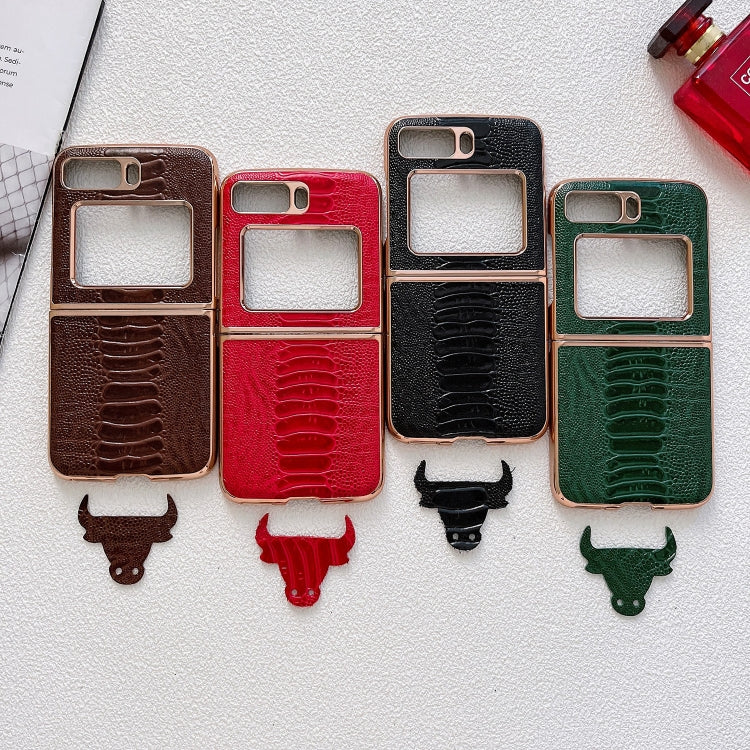 For Motorola Moto Razr 2022 Genuine Leather Weilai Series Nano Plating Phone Case(Red) by buy2fix