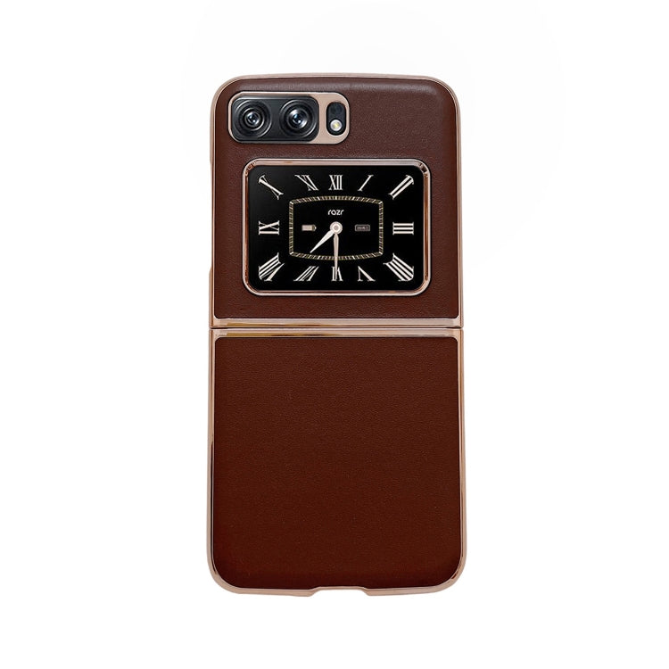 For Motorola Moto Razr 2022 Genuine Leather Xiaoya Series Nano Plating Phone Case(Coffee) by buy2fix