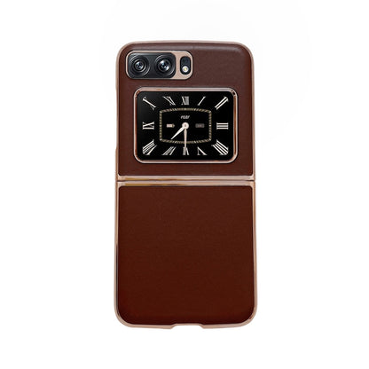 For Motorola Moto Razr 2022 Genuine Leather Xiaoya Series Nano Plating Phone Case(Coffee) by buy2fix