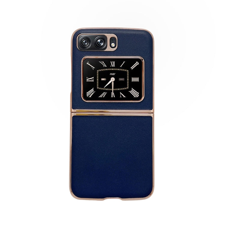 For Motorola Moto Razr 2022 Genuine Leather Xiaoya Series Nano Plating Phone Case(Blue) by buy2fix