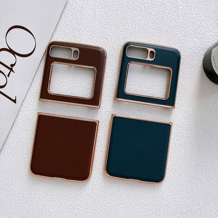 For Motorola Moto Razr 2022 Genuine Leather Xiaoya Series Nano Plating Phone Case(Blue) by buy2fix