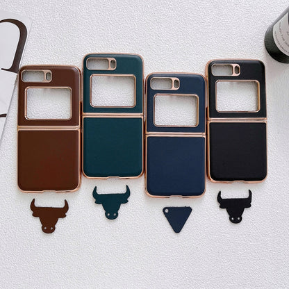 For Motorola Moto Razr 2022 Genuine Leather Xiaoya Series Nano Plating Phone Case(Blue) by buy2fix
