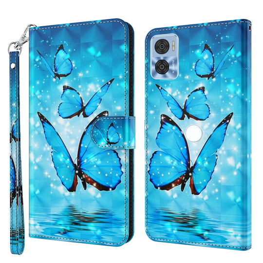 For Motorola Moto E22 / Moto E22i 3D Painting Pattern TPU + PU Phone Case(Three Butterflies)