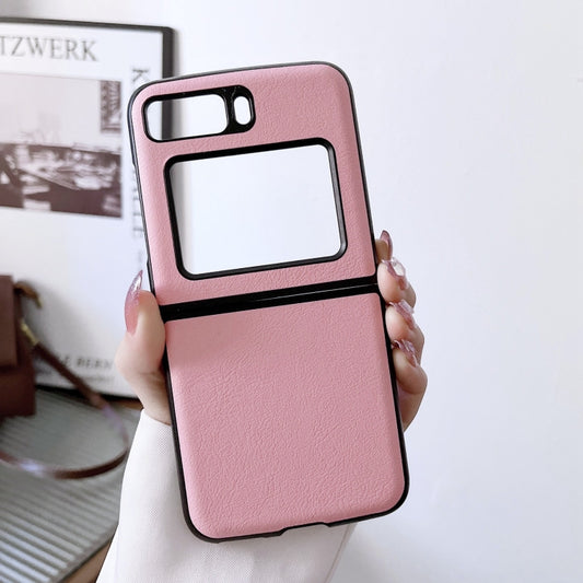 For Motorola Moto Razr 2022 Two-color Litchi Texture PU Phone Case(Pink) by buy2fix
