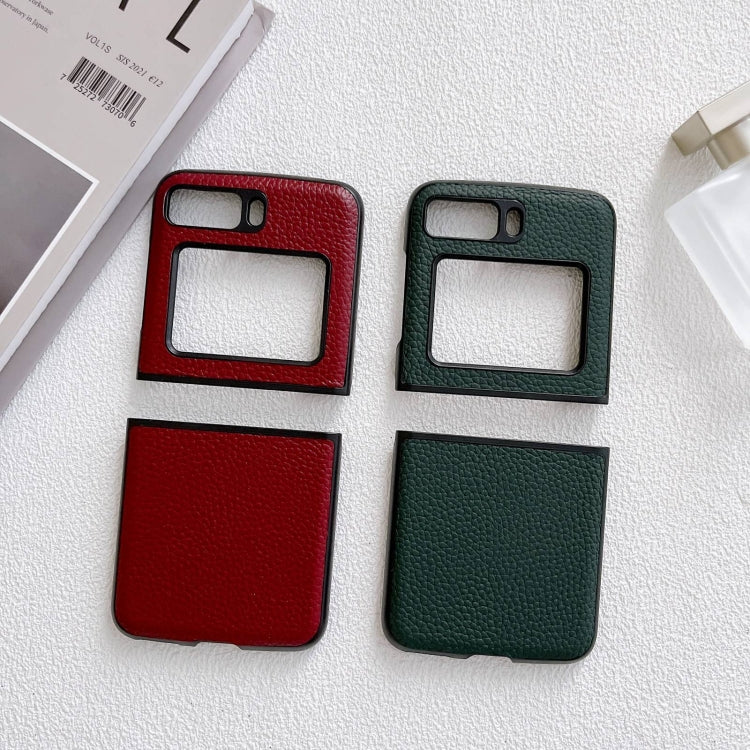 For Motorola Moto Razr 2022 Genuine Leather Lychee Texture Phone Case(Blue) by buy2fix