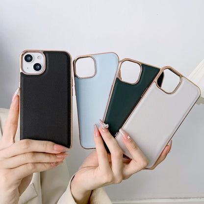 For iPhone 14 Pro Max Waves Series Nano Electroplating Genuine Leather Phone Case(Green) - iPhone 14 Pro Max Cases by buy2fix | Online Shopping UK | buy2fix