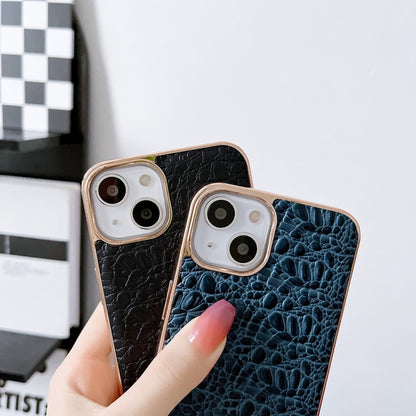 For iPhone 14 Pro Max Sky Series Nano Electroplating Genuine Leather Phone Case(Black) - iPhone 14 Pro Max Cases by buy2fix | Online Shopping UK | buy2fix