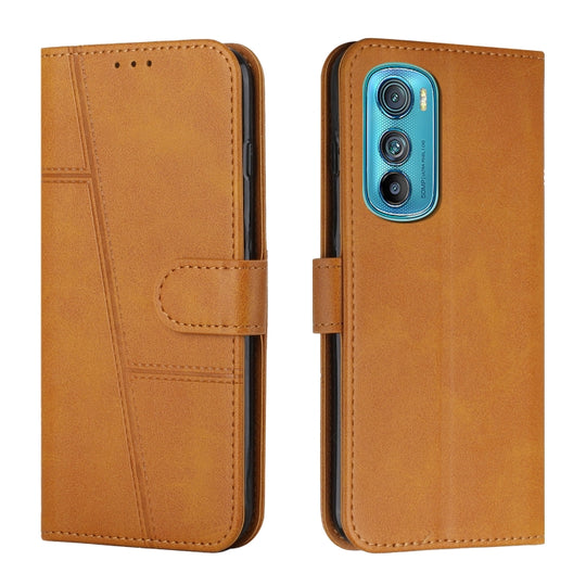 For Motorola Edge 30 Stitching Calf Texture Buckle Leather Phone Case(Yellow)