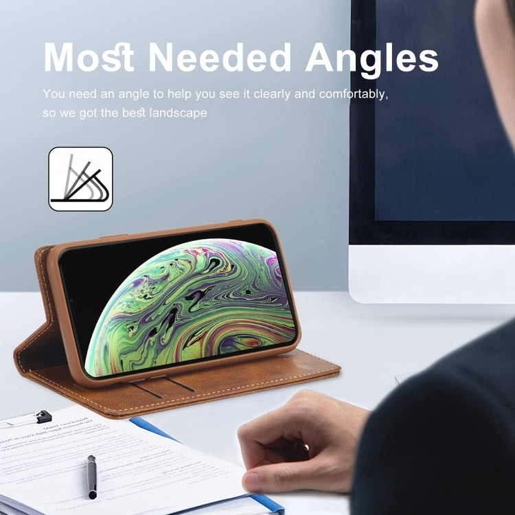 For iPhone X / XS LC.IMEEKE RFID Anti-theft Leather Phone Case(Brown) - More iPhone Cases by LC.IMEEKE | Online Shopping UK | buy2fix