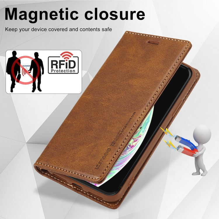 For iPhone X / XS LC.IMEEKE RFID Anti-theft Leather Phone Case(Brown) - More iPhone Cases by LC.IMEEKE | Online Shopping UK | buy2fix