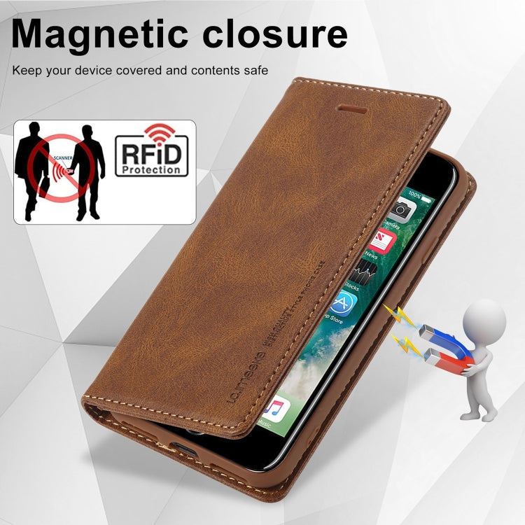 For iPhone 8 Plus / 7 Plus LC.IMEEKE RFID Anti-theft Leather Phone Case(Brown) - More iPhone Cases by LC.IMEEKE | Online Shopping UK | buy2fix