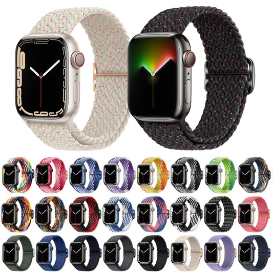 Buckle Nylon Braided Watch Band For Apple Watch Series 8&7 41mm / SE 2&6&SE&5&4 40mm / 3&2&1 38mm(Charcoal) by buy2fix