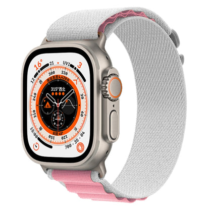 For Apple Watch Ultra 49mm Nylon Watch Band (Gray + Pink) by buy2fix