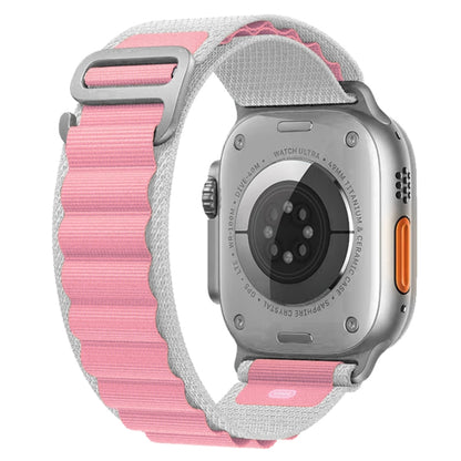 For Apple Watch Ultra 49mm Nylon Watch Band (Gray + Pink) by buy2fix