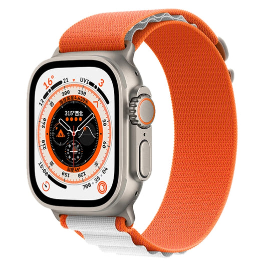 For Apple Watch Ultra 49mm Nylon Watch Band (White+Orange) by buy2fix