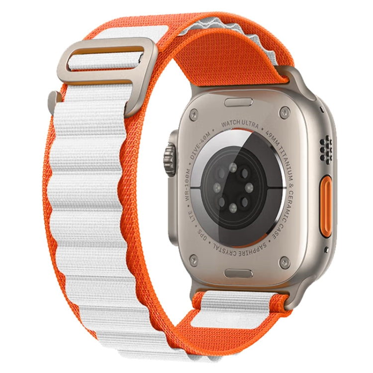 For Apple Watch Ultra 49mm Nylon Watch Band (White+Orange) by buy2fix