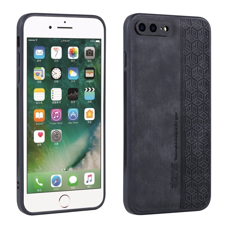 For iPhone 8 Plus / 7 Plus AZNS 3D Embossed Skin Feel Phone Case(Black) - More iPhone Cases by AZNS | Online Shopping UK | buy2fix