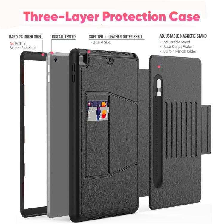 For iPad 10.2 Multifunctional Tablet PC Protective Leather Case with Bracket & Card Slots & Pen Slot & Wake-up / Sleep Function(Black) - iPad 10.2 Cases by buy2fix | Online Shopping UK | buy2fix