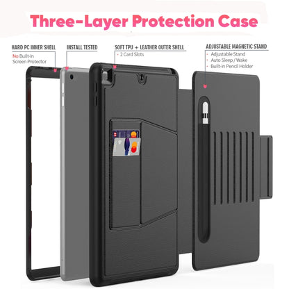 For iPad 10.2 Multifunctional Tablet PC Protective Leather Case with Bracket & Card Slots & Pen Slot & Wake-up / Sleep Function(Black) - iPad 10.2 Cases by buy2fix | Online Shopping UK | buy2fix