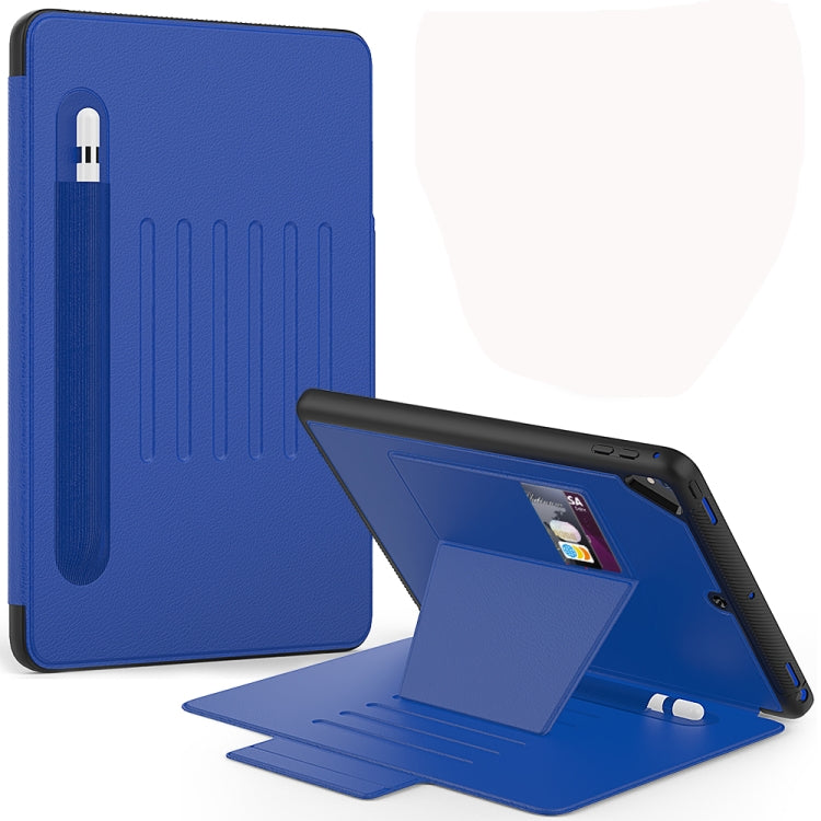 For iPad 9.7 Multifunctional Tablet PC Protective Leather Case with Bracket & Card Slots & Pen Slot & Wake-up / Sleep Function(Blue) - iPad 10.2 Cases by buy2fix | Online Shopping UK | buy2fix