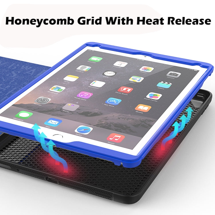 For iPad 9.7 Multifunctional Tablet PC Protective Leather Case with Bracket & Card Slots & Pen Slot & Wake-up / Sleep Function(Blue) - iPad 10.2 Cases by buy2fix | Online Shopping UK | buy2fix