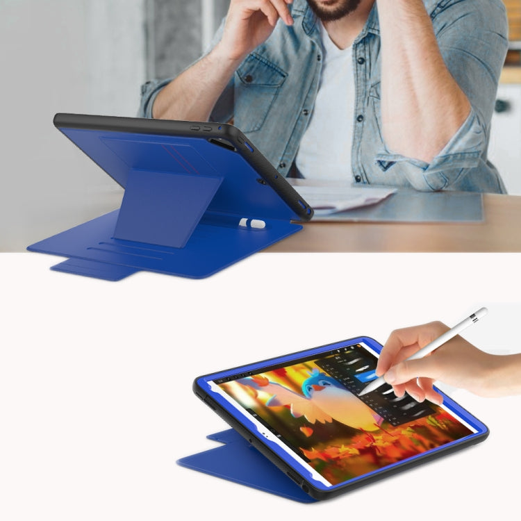 For iPad 9.7 Multifunctional Tablet PC Protective Leather Case with Bracket & Card Slots & Pen Slot & Wake-up / Sleep Function(Blue) - iPad 10.2 Cases by buy2fix | Online Shopping UK | buy2fix
