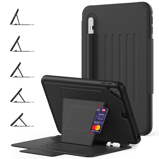 For iPad Mini 5 Multifunctional Tablet PC Protective Leather Case with Bracket & Card Slots & Pen Slot & Wake-up / Sleep Function(Black) - iPad 10.2 Cases by buy2fix | Online Shopping UK | buy2fix